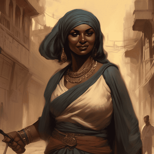 Imagined AI depiction of Siti from "A Master of Djinn" by P. Djèlí Clark, encapsulating the essence of this iconic archetype of {'value': 'Sidekick, Best Friend', 'rendered': 'Sidekick, Best Friend'} in the narrative.
