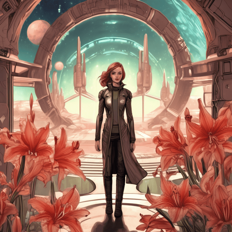 Imagined AI depiction of the book "Amaryllis" by Carrie Vaughn, encapsulating the essence of this hugo-2011 award winning novel.