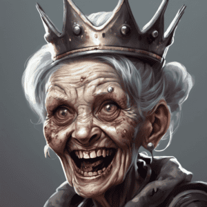 Imagined AI depiction of Auntie from "Badass Moms in the Zombie Apocalypse" by Carol Emshwiller, encapsulating the essence of this iconic archetype of Mentor in the narrative.