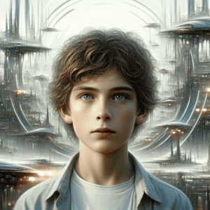 Imagined AI depiction of Bridger from "Too Like the Lightning" by Ada Palmer, encapsulating the essence of this iconic archetype of Miracle worker in the narrative.