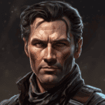 Imagined AI depiction of Caine Riordan from "Fire With Fire" by Charles E. Gannon, encapsulating the essence of this iconic archetype of Hero in the narrative.