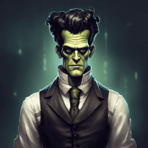 Imagined AI depiction of Dr. Henry Frankenstein from "The Bride of Frankenstein" by Mike Resnick, encapsulating the essence of this iconic archetype of {'value': 'Mad Scientist', 'rendered': 'Mad Scientist'} in the narrative.