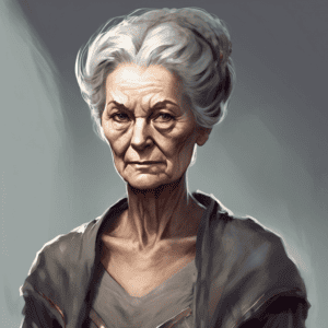 Imagined AI depiction of Maria Churchill from "For Want of a Nail" by Mary Robinette Kowal, encapsulating the essence of this iconic archetype of Archivist in the narrative.