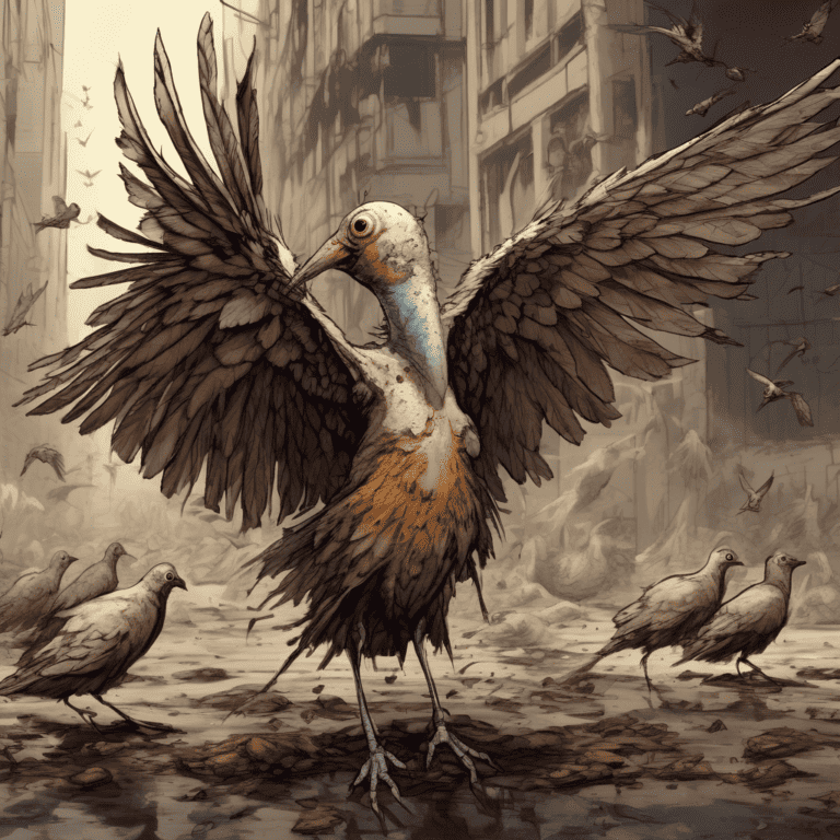 Imagined AI depiction of the book "Plague Birds" by Jason Sanford, encapsulating the essence of this nebula-2021 award winning novel.