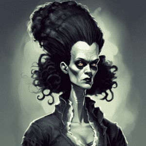 Imagined AI depiction of The Monster from "The Bride of Frankenstein" by Mike Resnick, encapsulating the essence of this iconic archetype of {'value': 'Anti-hero', 'rendered': 'Anti-hero'} in the narrative.