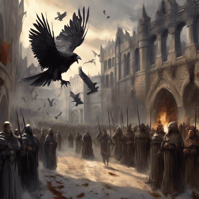 Imagined AI depiction of the book "A Feast for Crows" by Charles Gannon, encapsulating the essence of this hugo-2006 award winning novel.