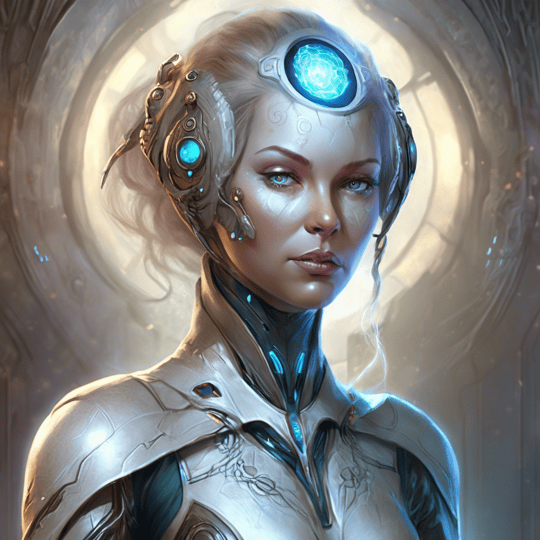 Imagined AI depiction of Dr. Elara Anders from "Learning the World: A Scientific Romance" by Ken MacLeod, encapsulating the essence of this iconic archetype of Scientist/Linguist in the narrative.