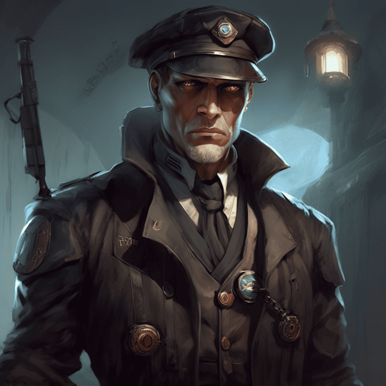 Imagined AI depiction of Inspector Genette from "2312" by Kim Stanley Robinson, encapsulating the essence of this iconic archetype of Law enforcement officer in the narrative.