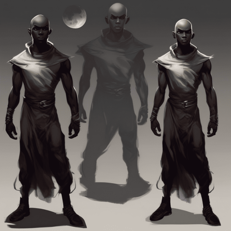 Imagined AI depiction of Shadow Moon from "American Gods" by Neil Gaiman, encapsulating the essence of this iconic archetype of Protagonist in the narrative.
