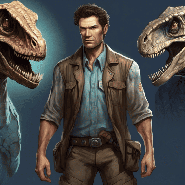 Imagined AI depiction of Thomas Jericho from "Calculating God" by Robert J. Sawyer, encapsulating the essence of this iconic archetype of Paleontologist in the narrative.