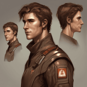 Imagined AI depiction of Ensign Andrew Dahl from "Redshirts: A Novel with Three Codas" by Catherynne M. Valente, encapsulating the essence of this iconic archetype of Hero in the narrative.