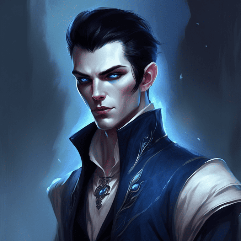 Imagined AI depiction of Louis from "The Shambling Guide to New York City" by Mur Lafferty, encapsulating the essence of this iconic archetype of Charming Vampire in the narrative.