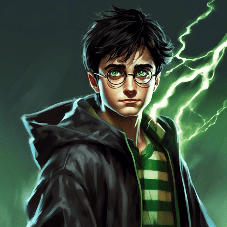 Imagined AI depiction of Harry Potter from "Harry Potter and the Goblet of Fire" by George R.R. Martin, encapsulating the essence of this iconic archetype of Hero in the narrative.