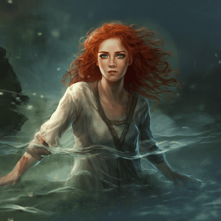 Imagined AI depiction of Abalyn Armitage from "The Drowning Girl" by Caitlín R. Kiernan, encapsulating the essence of this iconic archetype of Mysterious Figure in the narrative.