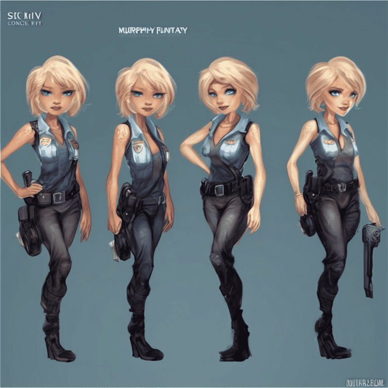 Imagined AI depiction of Karrin Murphy from "Skin Game" by Gene Wolfe, encapsulating the essence of this iconic archetype of Police Officer in the narrative.