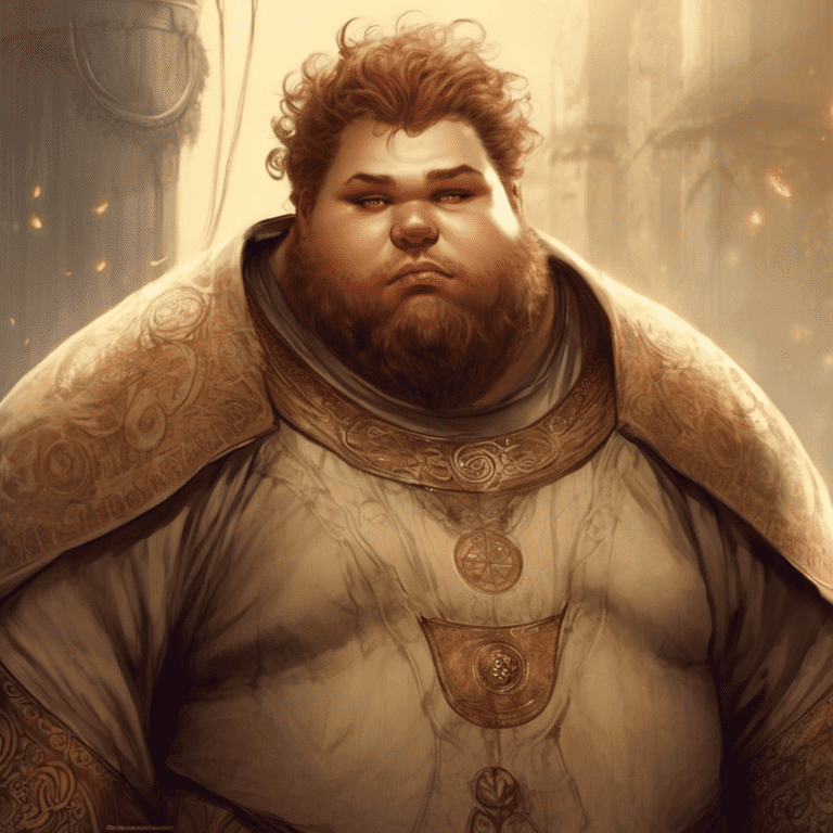Imagined AI depiction of Samwell Tarly from "A Feast for Crows" by Charles Gannon, encapsulating the essence of this iconic archetype of Supporting Character in the narrative.