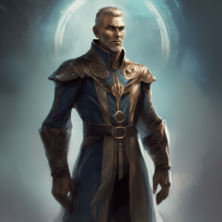 Imagined AI depiction of Captain Dix from "Learning the World: A Scientific Romance" by Ken MacLeod, encapsulating the essence of this iconic archetype of Captain in the narrative.