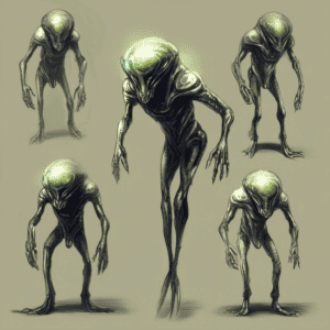 Imagined AI depiction of The Ancient Alien Entity from "Camouflage" by Joe Haldeman, encapsulating the essence of this iconic archetype of Enigmatic Shape-shifter in the narrative.