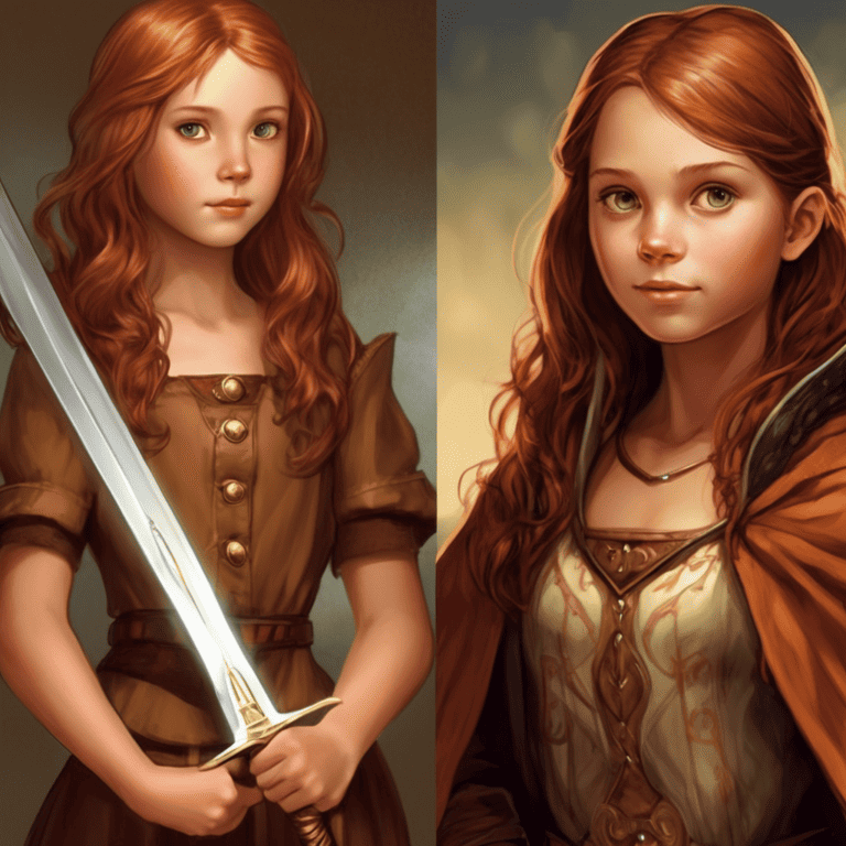 Imagined AI depiction of Katherine from "The Privilege of the Sword" by Ellen Kushner, encapsulating the essence of this iconic archetype of Swordfighter, Politician in the narrative.