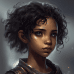 Imagined AI depiction of Damaya from "The Fifth Season" by N.K. Jemisin, encapsulating the essence of this iconic archetype of Young Orogene in the narrative.