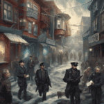 Imagined AI depiction of the book "The Yiddish Policemen’s Union" by Michael Chabon, encapsulating the essence of this hugo-2008 award winning novel.