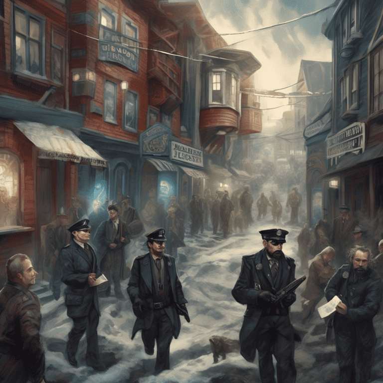 Imagined AI depiction of the book "The Yiddish Policemen’s Union" by Michael Chabon, encapsulating the essence of this hugo-2008 award winning novel.