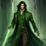 Imagined AI depiction of Harry Dresden from "Skin Game" by Gene Wolfe, encapsulating the essence of this iconic archetype of Wizard Detective in the narrative.