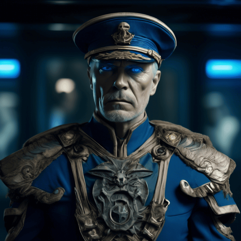 Imagined AI depiction of Father-Captain de Soya from "The Rise of Endymion" by Dan Simmons, encapsulating the essence of this iconic archetype of {'value': 'Military Leader', 'rendered': 'Military Leader'} in the narrative.