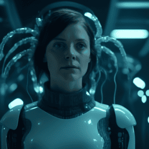 Imagined AI depiction of Molly from "The Terminal Experiment" by Robert J. Sawyer, encapsulating the essence of this iconic archetype of {'value': 'Artificial Intelligence', 'rendered': 'Artificial Intelligence'} in the narrative.