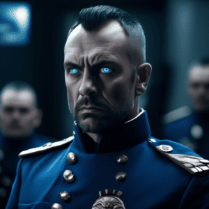 Imagined AI depiction of Captain Vidal from "Remnant Population" by Elizabeth Moon, encapsulating the essence of this iconic archetype of {'value': 'Villain', 'rendered': 'Villain'} in the narrative.